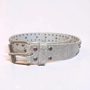 Y2K Xhilaration Studded Glitter Rhinestone Silver White Belt